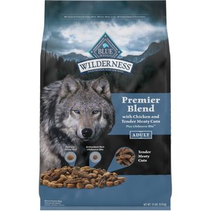 Blue Buffalo Blue Wilderness Premier Blend with Meaty Cuts Chicken Adult Dry Dog Food, 13-lb bag