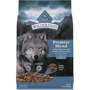 Blue Buffalo Blue Wilderness Premier Blend with Meaty Cuts Chicken Adult Dry Dog Food, 24-lb bag