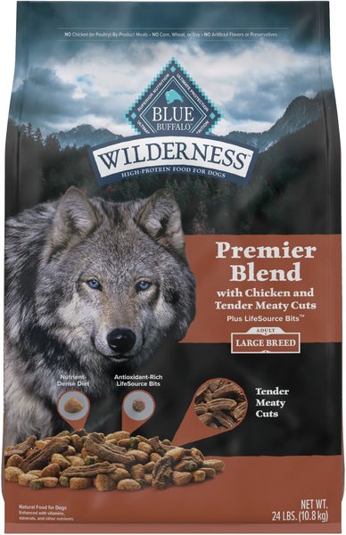 Blue Buffalo Blue Wilderness Premier Blend with Meaty Cuts Chicken Large Breed Adult Dry Dog Food, 24-lb bag slide 1 of 9