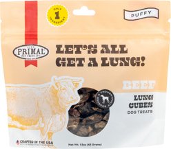 Primal Let's All Get A Lung Beef Flavored Crunchy Dog Treats, 1.5-oz bag