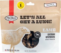 Primal Let's All Get A Lung Lamb Flavored Crunchy Dog Treats, 1.5-oz bag