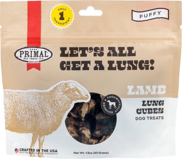 Primal Let's All Get A Lung Lamb Flavored Crunchy Dog Treats, 1.5-oz bag slide 1 of 7