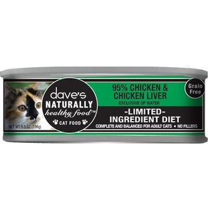 Dave's Pet Food Naturally Healthy 95% Chicken & Chicken Liver Canned Cat Food, 5.5-oz, case of 24
