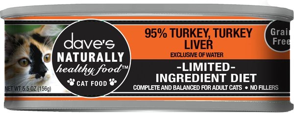 Dave's Pet Food Naturally Healthy 95% Turkey & Turkey Liver Canned Cat Food, 5.5-oz, case of 24, 5.5-oz can slide 1 of 2