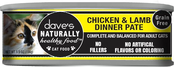 Dave's Pet Food Naturally Health Chicken with Lamb Dinner Canned Cat Food, 5.5-oz, case of 24 slide 1 of 2