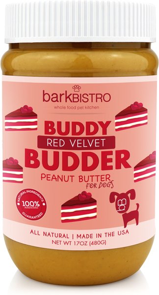 Bark Bistro Company Red Velvet Buddy Budder Dog Treat, 17-oz jar
