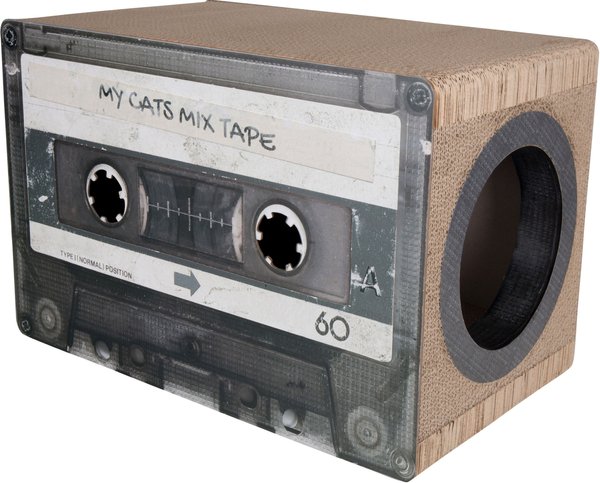 DISTRICT 70 MIXTAPE Retro Cardboard Cat Scratcher Large Black Chewy