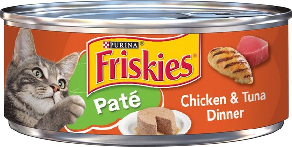 Friskies Classic Pate Chicken & Tuna Dinner Canned Cat Food, 5.5-oz, case of 24 slide 1 of 10