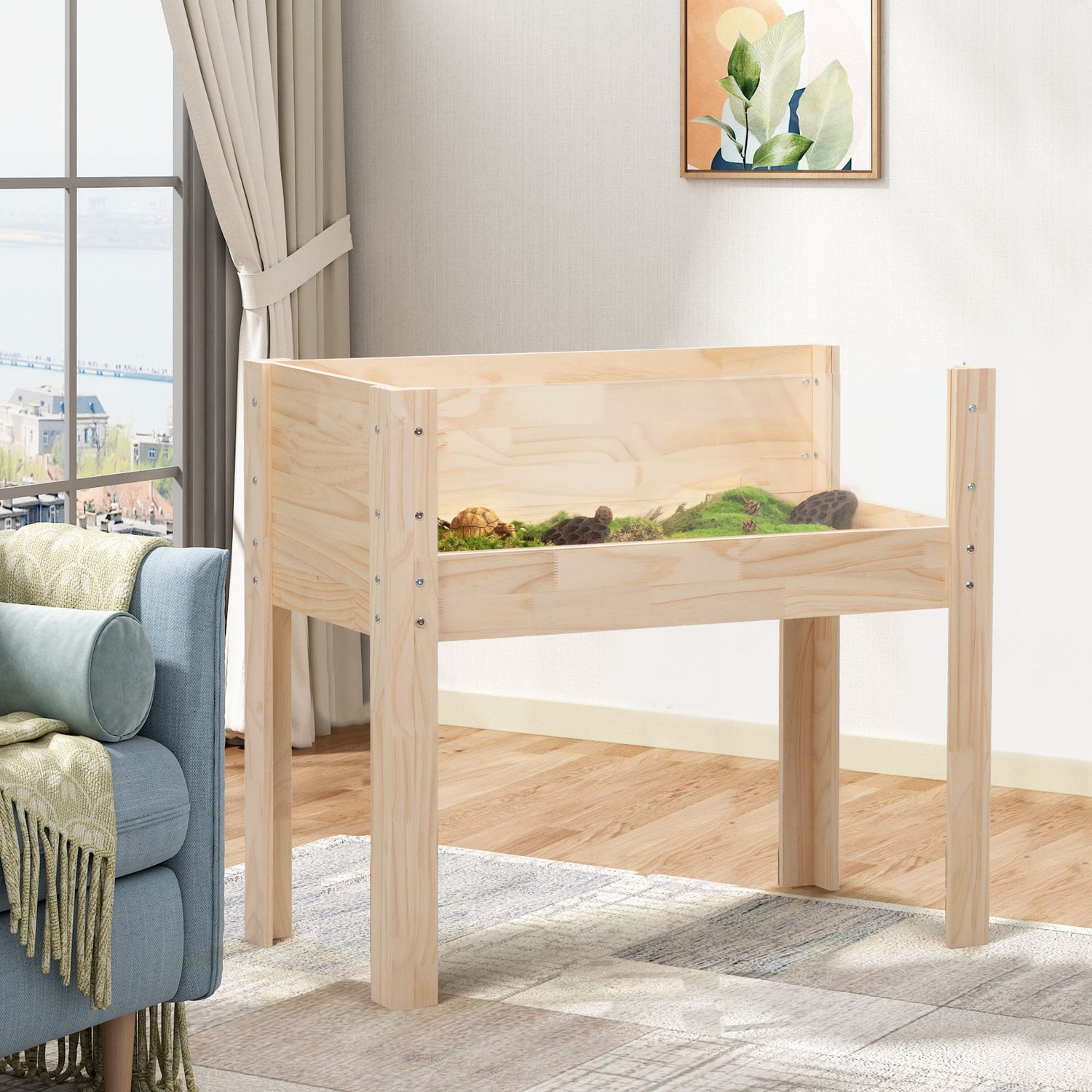 COZIWOW Wooden Turtle Tanks Tortoise House