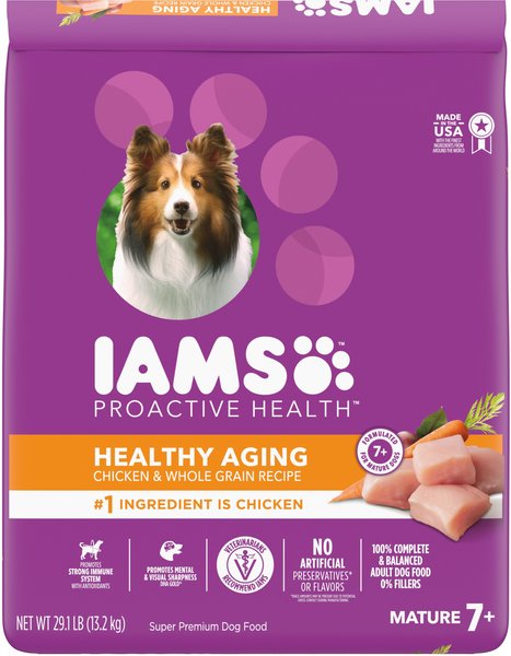 Iams Healthy Aging Mature 7+ Real Chicken Dry Dog Food Real Chicken Dry Dog Food, 29.1-lb bag, bundle of 2 slide 1 of 10