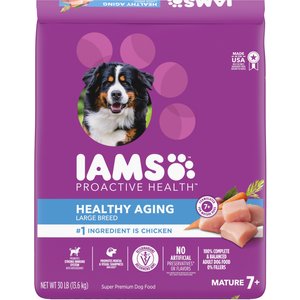 Iams Healthy Aging Mature & Senior Large Breed with Real Chicken Dry Dog Food, 30-lb bag, bundle of 2