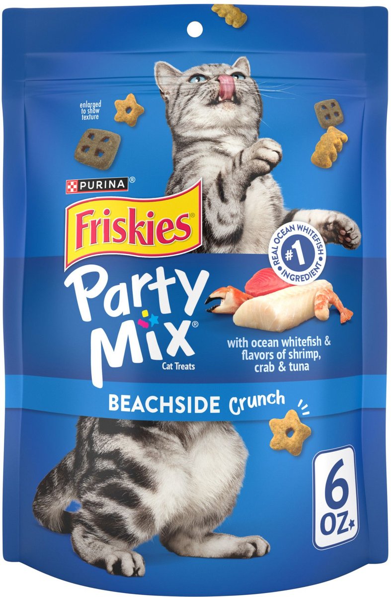 FRISKIES Party Mix Beachside Crunch Flavor Crunchy Cat Treats, 6oz bag