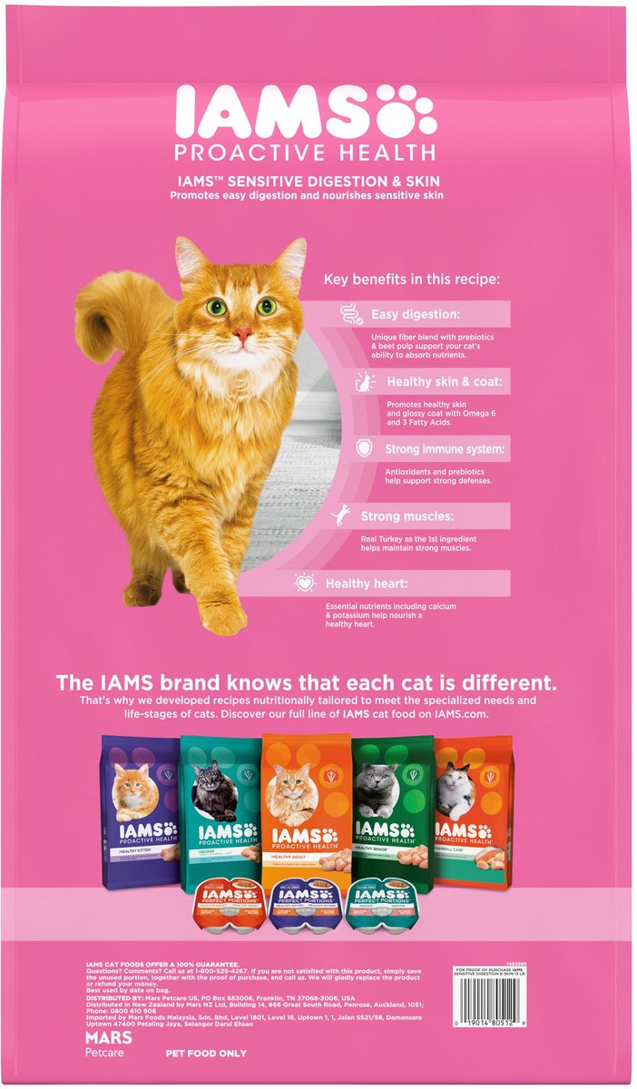 IAMS Proactive Health Sensitive Digestion Skin Turkey Dry Cat Food 26 lb bag Chewy