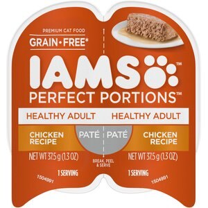 Iams Perfect Portions Healthy Adult Chicken Recipe Pate Grain-Free Cat Food Trays, 2.6-oz tray, case of 48