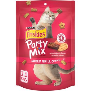 Friskies Party Mix Mixed Grill Crunch Flavor Crunchy Cat Treats, 2.1-oz bag
