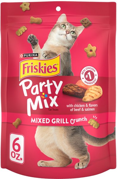 Purina Friskies Party Mix Mixed Grill Crunch Cat Treats, 6-oz bag slide 1 of 11