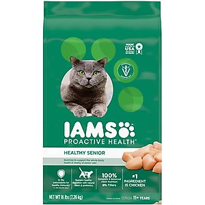 Iams ProActive Health Healthy Senior Dry Cat Food, 16-lb bag, bundle of 2