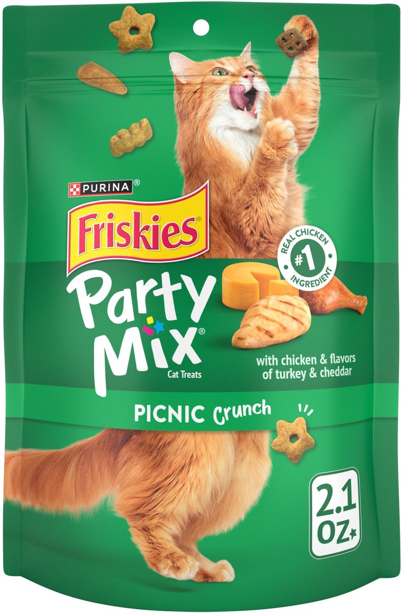 FRISKIES Party Mix Picnic Crunch Flavor Crunchy Cat Treats, 2.1oz bag