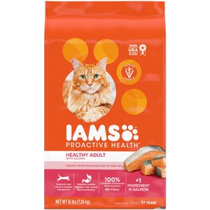 Iams ProActive Health Salmon Recipe Adult Dry Cat Food, 16-lb bag, bundle of 2