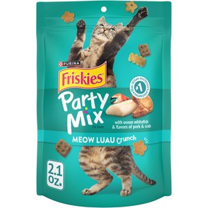 Friskies Party Mix Meow Luau Crunch Flavor Crunchy Cat Treats, 2.1-oz bag