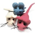 Earthtone Solutions Felted Wool Cat Mouse Toys, 3-pack, Blue & White & Pink
