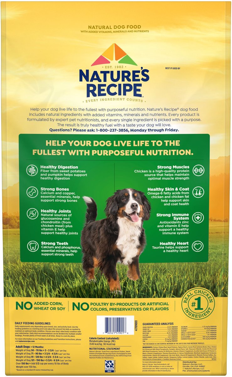 NATURE S RECIPE Large Breed Grain Free Chicken Sweet Potato Pumpkin Recipe Dry Dog Food 24 lb bag Chewy