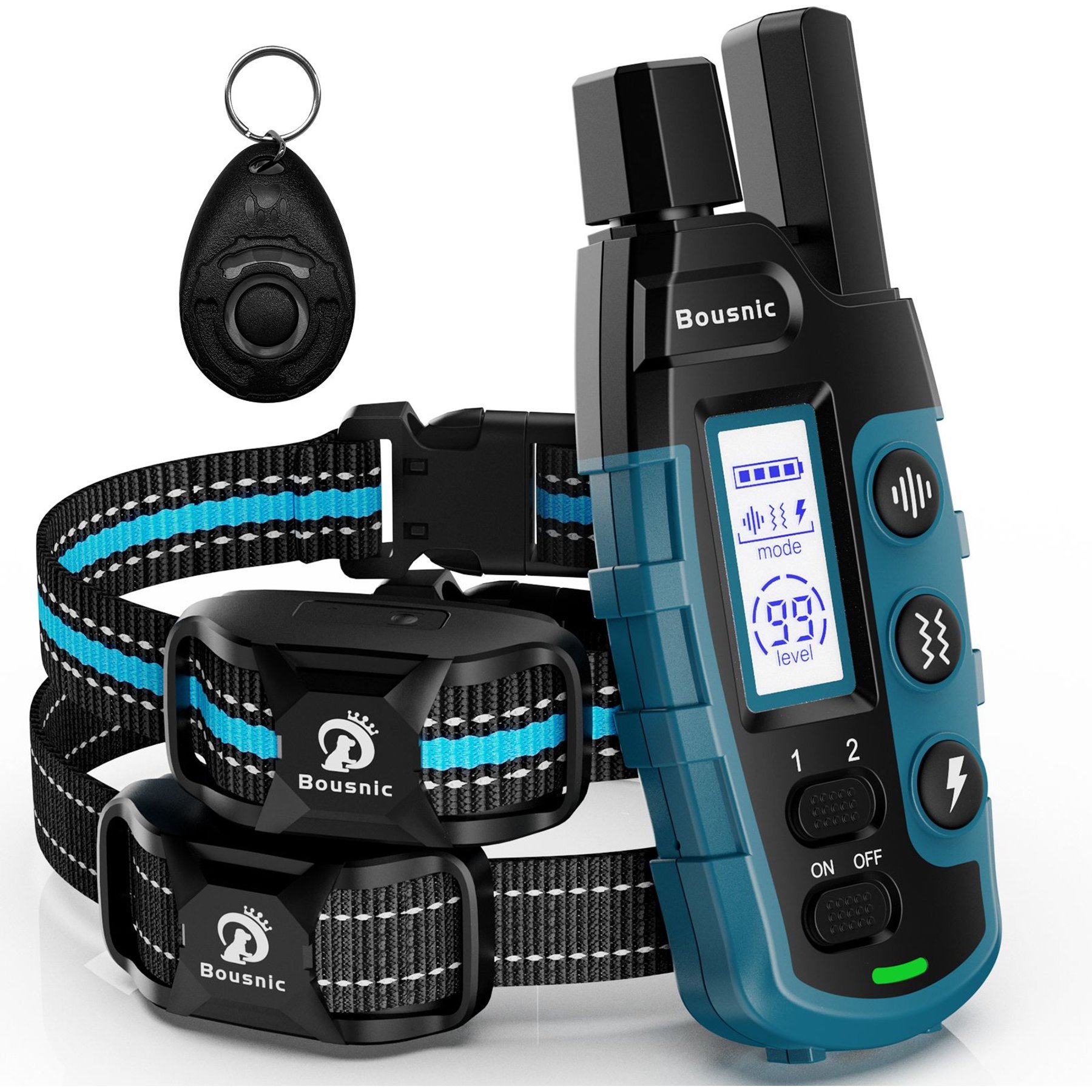 BOUSNIC Remote Waterproof Dog Training Collar 3300 ft Blue 2 count Chewy