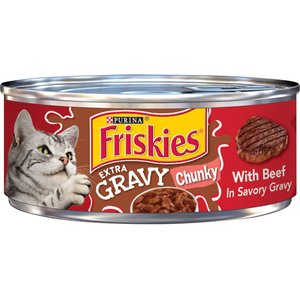 Friskies Extra Gravy Chunky with Beef in Savory Gravy Canned Cat Food, 5.5-oz, case of 24