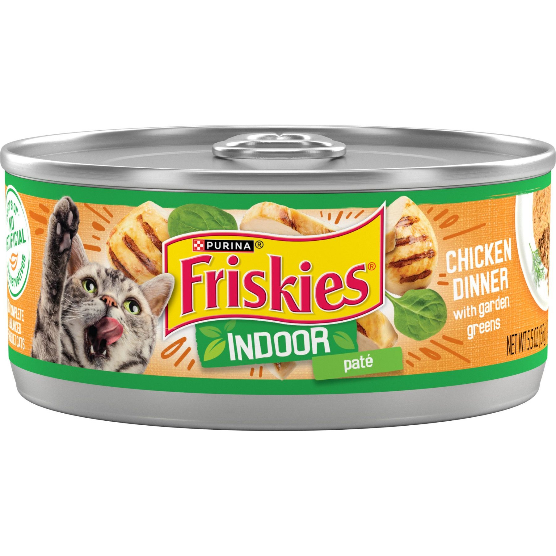 Friskies Indoor Classic Pate Chicken Dinner Canned Cat Food, 5.5-oz 