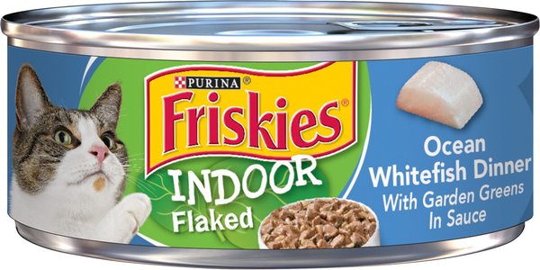 Friskies Indoor Flaked Ocean Whitefish Dinner Canned Cat Food, 5.5-oz, case of 24 slide 1 of 10