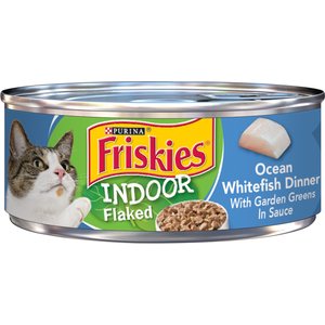 Friskies Indoor Flaked Ocean Whitefish Dinner Canned Cat Food, 5.5-oz, case of 24