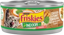 Friskies Indoor Chunky Chicken & Turkey Casserole Canned Cat Food, 5.5-oz, case of 24