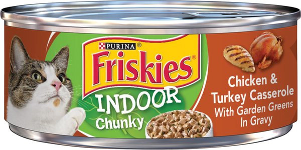 Friskies Indoor Chunky Chicken & Turkey Casserole Canned Cat Food, 5.5-oz, case of 24 slide 1 of 10