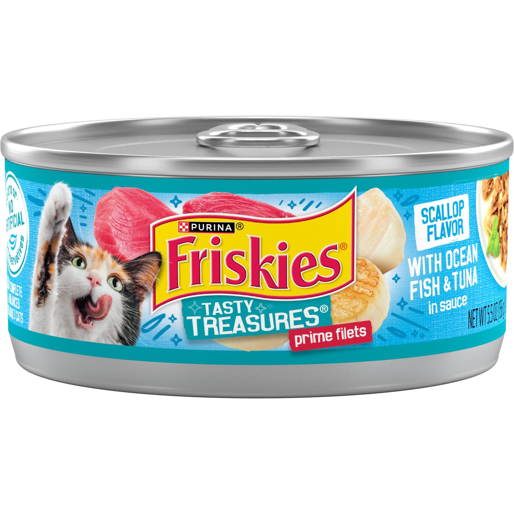 FRISKIES Tasty Treasures with Ocean Fish Tuna Scallop Flavor Wet Cat Food 5.5 oz can case of 24 Chewy