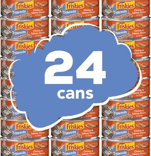 Friskies Savory Shreds Chicken & Salmon Dinner in Gravy Canned Cat Food, 5.5-oz, case of 24