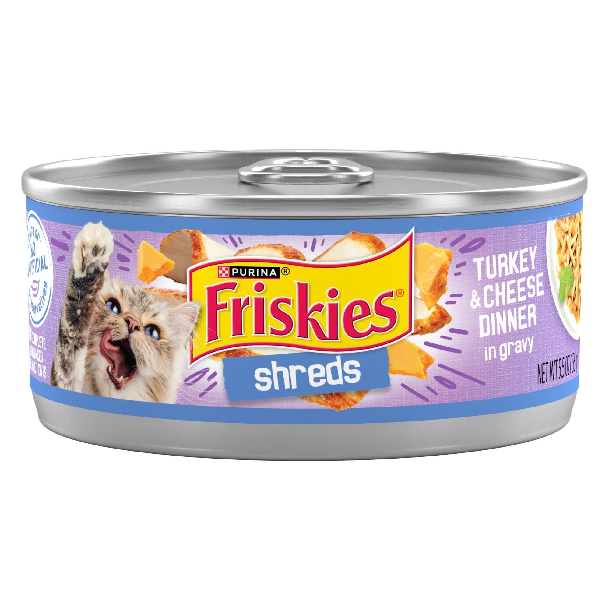 FRISKIES Savory Shreds Turkey Cheese Dinner in Gravy Canned Cat