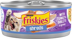 Friskies Savory Shreds with Turkey & Giblets in Gravy Canned Cat Food, 5.5-oz, case of 24