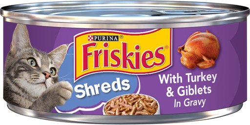 Friskies Savory Shreds with Turkey & Giblets in Gravy Canned Cat Food, 5.5-oz, case of 24