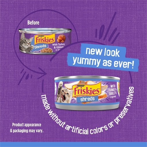 Friskies Savory Shreds with Turkey & Giblets in Gravy Canned Cat Food, 5.5-oz, case of 24