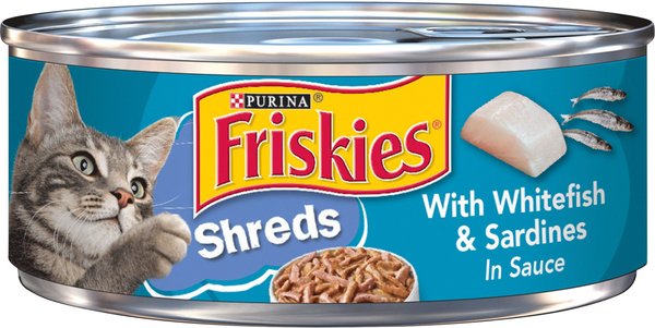Friskies Savory Shreds with Whitefish & Sardines in Sauce Canned Cat Food, 5.5-oz, case of 24 slide 1 of 10