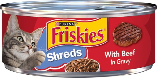 Friskies Savory Shreds with Beef in Gravy Canned Cat Food, 5.5-oz, case of 24