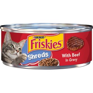 Friskies Savory Shreds with Beef in Gravy Canned Cat Food, 5.5-oz, case of 24