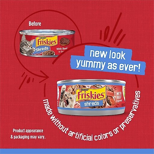Friskies Savory Shreds with Beef in Gravy Canned Cat Food, 5.5-oz, case of 24