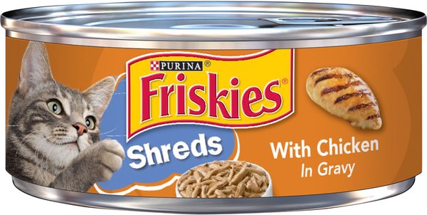 Friskies Savory Shreds with Chicken in Gravy Canned Cat Food, 5.5-oz, case of 24 slide 1 of 10