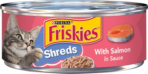 Friskies Savory Shreds with Salmon in Sauce Canned Cat Food, 5.5-oz, case of 24 slide 1 of 10