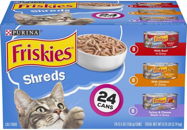 Friskies Savory Shreds Variety Pack Canned Cat Food, 5.5-oz, case of 24 slide 1 of 9