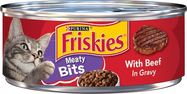 Friskies Meaty Bits with Beef in Gravy Canned Cat Food, 5.5-oz, case of 24 slide 1 of 10