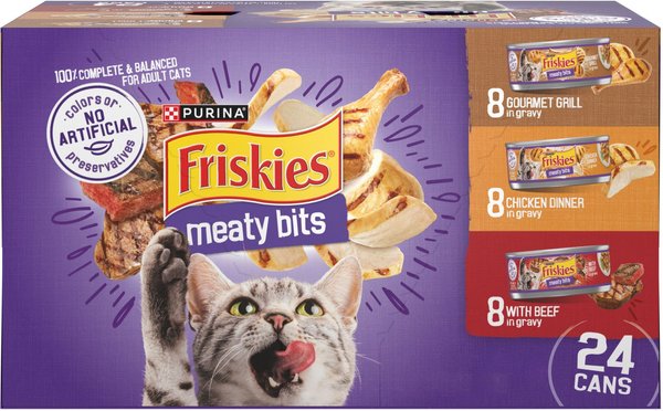 FRISKIES Meaty Bits Variety Pack Canned Cat Food 5.5 oz case of