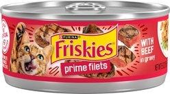 Friskies Prime Filets with Beef in Gravy Canned Cat Food, 5.5-oz, case of 24