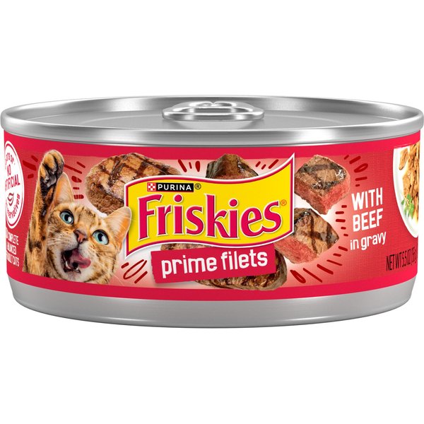 FRISKIES Prime Filets with Beef in Gravy Canned Cat Food, 5.5-oz, case ...